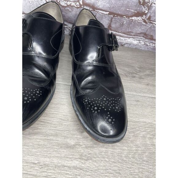 Clarks TOR Ltd England Black Leather Monk Strap Wingtip Shoes Men Sz 9M US/42EU - Picture 12 of 16